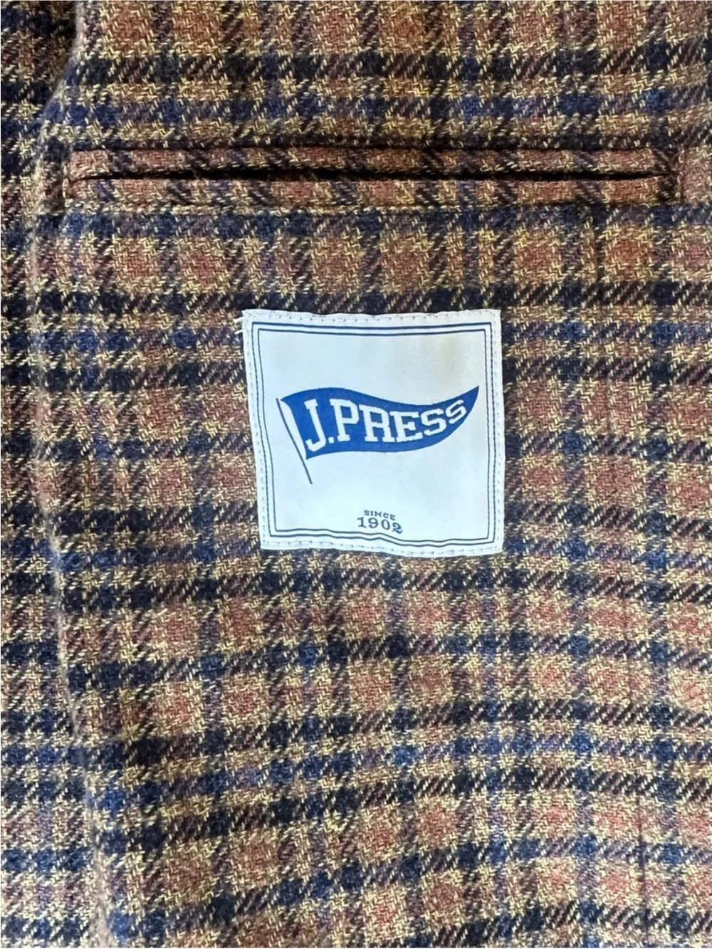 J.Press Brown Check Cotton Tweed 3 Button Sport Coat Blazer Size 40 NWT